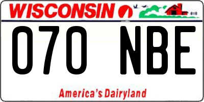 WI license plate 070NBE