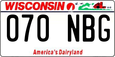 WI license plate 070NBG