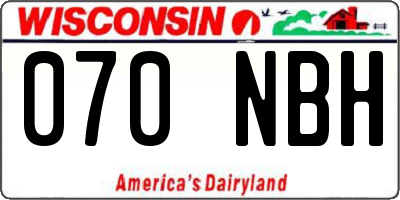 WI license plate 070NBH