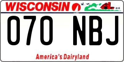 WI license plate 070NBJ