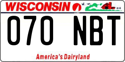 WI license plate 070NBT