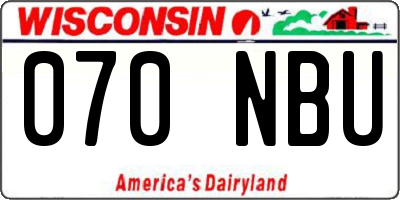 WI license plate 070NBU