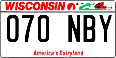 WI license plate 070NBY