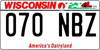 WI license plate 070NBZ