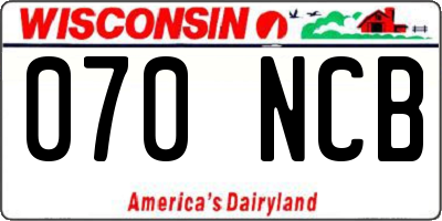 WI license plate 070NCB