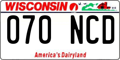 WI license plate 070NCD