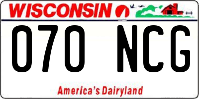 WI license plate 070NCG