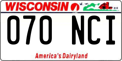 WI license plate 070NCI
