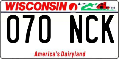WI license plate 070NCK
