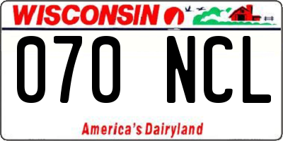WI license plate 070NCL