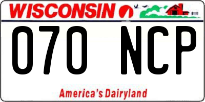 WI license plate 070NCP
