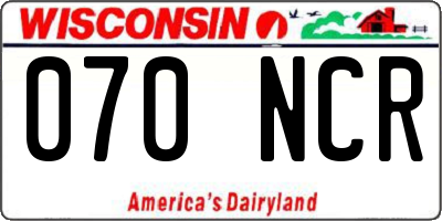WI license plate 070NCR