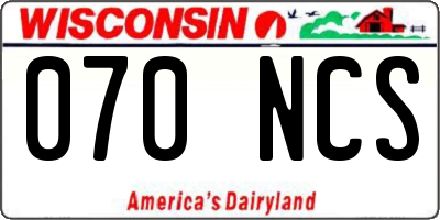 WI license plate 070NCS