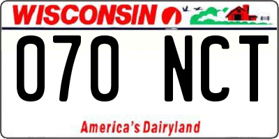 WI license plate 070NCT