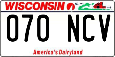 WI license plate 070NCV