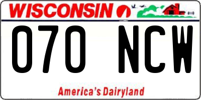 WI license plate 070NCW
