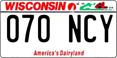 WI license plate 070NCY