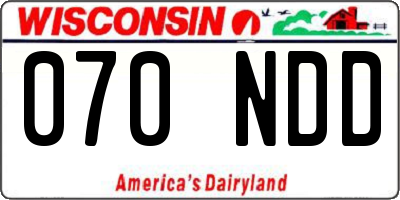 WI license plate 070NDD