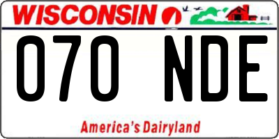 WI license plate 070NDE