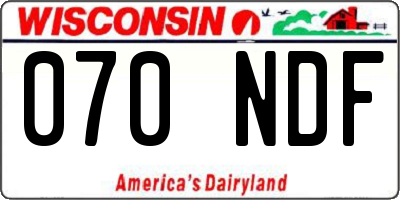 WI license plate 070NDF