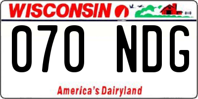 WI license plate 070NDG
