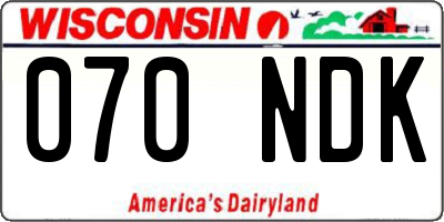 WI license plate 070NDK