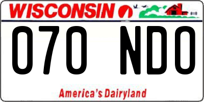 WI license plate 070NDO