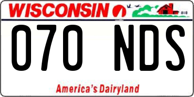 WI license plate 070NDS