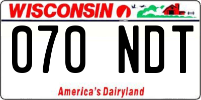 WI license plate 070NDT