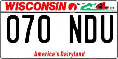 WI license plate 070NDU