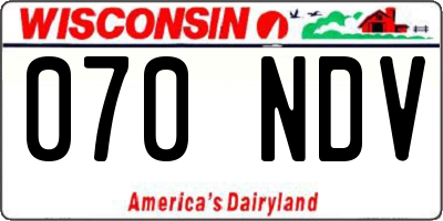 WI license plate 070NDV
