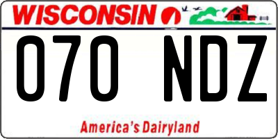 WI license plate 070NDZ