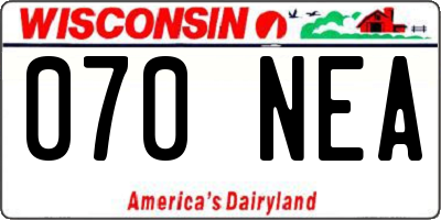 WI license plate 070NEA