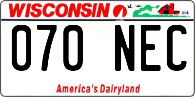 WI license plate 070NEC