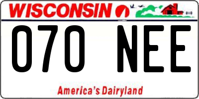 WI license plate 070NEE