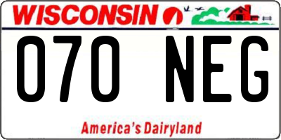 WI license plate 070NEG