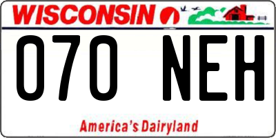 WI license plate 070NEH