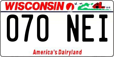 WI license plate 070NEI
