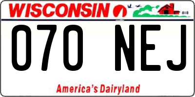 WI license plate 070NEJ