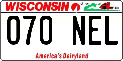 WI license plate 070NEL