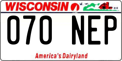 WI license plate 070NEP