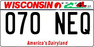 WI license plate 070NEQ