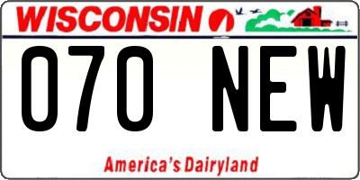 WI license plate 070NEW