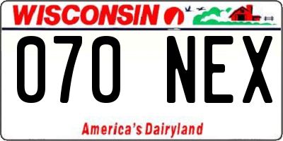 WI license plate 070NEX