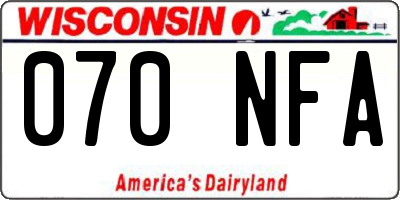 WI license plate 070NFA