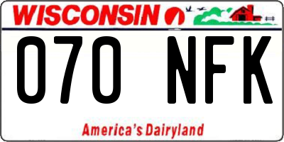 WI license plate 070NFK