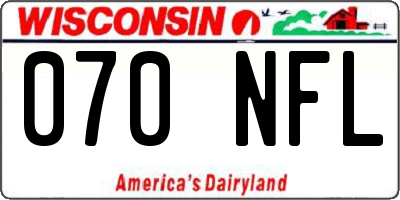 WI license plate 070NFL