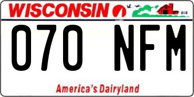 WI license plate 070NFM
