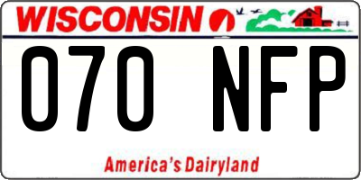 WI license plate 070NFP