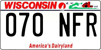 WI license plate 070NFR